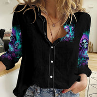 Witch Skull Women Casual Shirt If I'm Too Quiet And Smiling You Might Want To Run - Wonder Print Shop