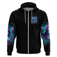 Witch Skull Zip Hoodie If I'm Too Quiet And Smiling You Might Want To Run - Wonder Print Shop