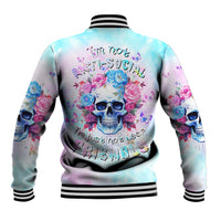 Flower Skull Baseball Jacket I'm Not Anti-Social I'm Just Not User Friendly - Wonder Print Shop