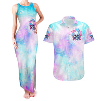 Flower Skull Couples Matching Tank Maxi Dress and Hawaiian Shirt I'm Not Anti-Social I'm Just Not User Friendly - Wonder Print Shop