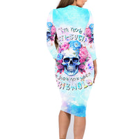 Flower Skull Family Matching Long Sleeve Bodycon Dress and Hawaiian Shirt I'm Not Anti-Social I'm Just Not User Friendly - Wonder Print Shop
