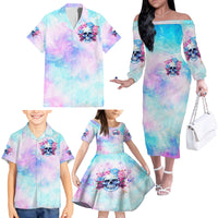 Flower Skull Family Matching Off Shoulder Long Sleeve Dress and Hawaiian Shirt I'm Not Anti-Social I'm Just Not User Friendly - Wonder Print Shop
