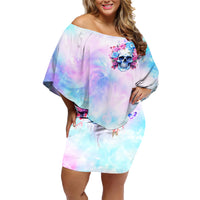 Flower Skull Family Matching Off Shoulder Short Dress and Hawaiian Shirt I'm Not Anti-Social I'm Just Not User Friendly - Wonder Print Shop