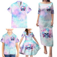 Flower Skull Family Matching Puletasi and Hawaiian Shirt I'm Not Anti-Social I'm Just Not User Friendly - Wonder Print Shop