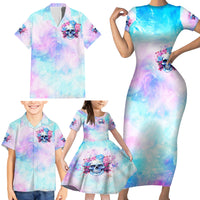 Flower Skull Family Matching Short Sleeve Bodycon Dress and Hawaiian Shirt I'm Not Anti-Social I'm Just Not User Friendly - Wonder Print Shop