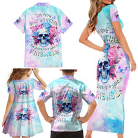 Flower Skull Family Matching Short Sleeve Bodycon Dress and Hawaiian Shirt I'm Not Anti-Social I'm Just Not User Friendly - Wonder Print Shop