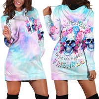 Flower Skull Hoodie Dress I'm Not Anti-Social I'm Just Not User Friendly - Wonder Print Shop