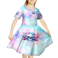 Flower Skull Kid Short Sleeve Dress I'm Not Anti-Social I'm Just Not User Friendly - Wonder Print Shop