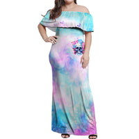 Flower Skull Off Shoulder Maxi Dress I'm Not Anti-Social I'm Just Not User Friendly - Wonder Print Shop