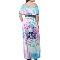 Flower Skull Off Shoulder Maxi Dress I'm Not Anti-Social I'm Just Not User Friendly - Wonder Print Shop