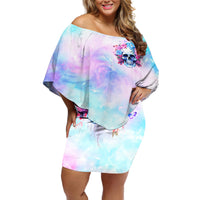 Flower Skull Off Shoulder Short Dress I'm Not Anti-Social I'm Just Not User Friendly - Wonder Print Shop