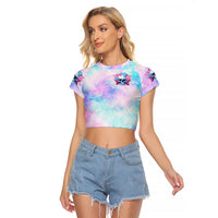 Flower Skull Raglan Cropped T Shirt I'm Not Anti-Social I'm Just Not User Friendly - Wonder Print Shop