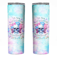 Flower Skull Skinny Tumbler I'm Not Anti-Social I'm Just Not User Friendly - Wonder Print Shop