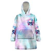Flower Skull Wearable Blanket Hoodie I'm Not Anti-Social I'm Just Not User Friendly - Wonder Print Shop