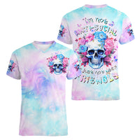 Flower Skull Women V Neck T Shirt I'm Not Anti-Social I'm Just Not User Friendly - Wonder Print Shop