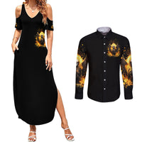 Angel Skull Couples Matching Summer Maxi Dress and Long Sleeve Button Shirt Underestimate Me That 'll Be Fun - Wonder Print Shop