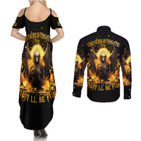 Angel Skull Couples Matching Summer Maxi Dress and Long Sleeve Button Shirt Underestimate Me That 'll Be Fun - Wonder Print Shop