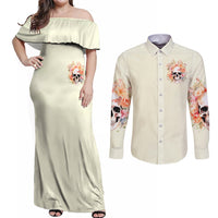 Rose Skull Couples Matching Off Shoulder Maxi Dress and Long Sleeve Button Shirt The Good Girl In Me Got Tired Of The Bullshit - Wonder Print Shop