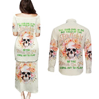 Rose Skull Couples Matching Puletasi and Long Sleeve Button Shirt The Good Girl In Me Got Tired Of The Bullshit - Wonder Print Shop