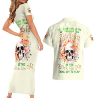 Rose Skull Couples Matching Short Sleeve Bodycon Dress and Hawaiian Shirt The Good Girl In Me Got Tired Of The Bullshit - Wonder Print Shop