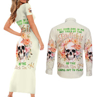 Rose Skull Couples Matching Short Sleeve Bodycon Dress and Long Sleeve Button Shirt The Good Girl In Me Got Tired Of The Bullshit - Wonder Print Shop