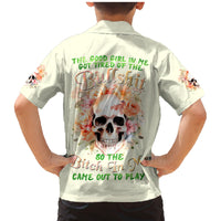 Rose Skull Family Matching Mermaid Dress and Hawaiian Shirt The Good Girl In Me Got Tired Of The Bullshit - Wonder Print Shop