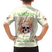 Rose Skull Kid Hawaiian Shirt The Good Girl In Me Got Tired Of The Bullshit - Wonder Print Shop