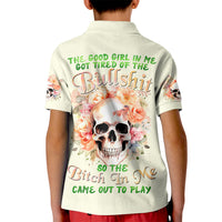 Rose Skull Kid Polo Shirt The Good Girl In Me Got Tired Of The Bullshit - Wonder Print Shop