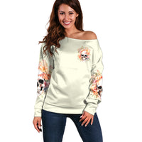 Rose Skull Off Shoulder Sweater The Good Girl In Me Got Tired Of The Bullshit - Wonder Print Shop