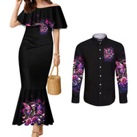 Fairy Skull Couples Matching Mermaid Dress and Long Sleeve Button Shirt Let Karma Handle Their Fate