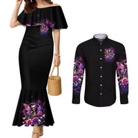 Fairy Skull Couples Matching Mermaid Dress and Long Sleeve Button Shirt Let Karma Handle Their Fate