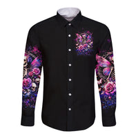 Fairy Skull Long Sleeve Button Shirt Let Karma Handle Their Fate - Wonder Print Shop