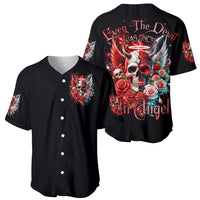 Evil Angel Skull Baseball Jersey Even The Devil Was Once An Angel - Wonder Print Shop