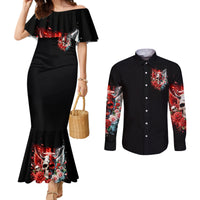 Evil Angel Skull Couples Matching Mermaid Dress and Long Sleeve Button Shirt Even The Devil Was Once An Angel