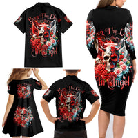 Evil Angel Skull Family Matching Long Sleeve Bodycon Dress and Hawaiian Shirt Even The Devil Was Once An Angel - Wonder Print Shop