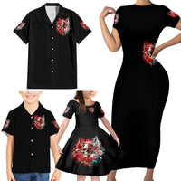 Evil Angel Skull Family Matching Short Sleeve Bodycon Dress and Hawaiian Shirt Even The Devil Was Once An Angel - Wonder Print Shop