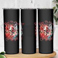 Evil Angel Skull Skinny Tumbler Even The Devil Was Once An Angel - Wonder Print Shop