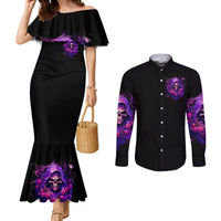 Reaper Skull Couples Matching Mermaid Dress and Long Sleeve Button Shirt I'm Not Ant-Social I'm Just Not User Friendly