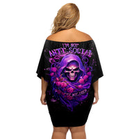 Reaper Skull Family Matching Off Shoulder Short Dress and Hawaiian Shirt I'm Not Anti-Social I'm Just Not User Friendly - Wonder Print Shop