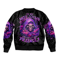 Reaper Skull Sleeve Zip Bomber Jacket I'm Not Anti-Social I'm Just Not User Friendly - Wonder Print Shop