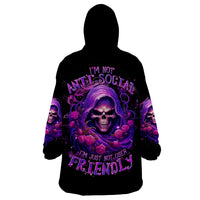Reaper Skull Wearable Blanket Hoodie I'm Not Anti-Social I'm Just Not User Friendly - Wonder Print Shop