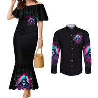 Witch Skull Couples Matching Mermaid Dress and Long Sleeve Button Shirt The Good Girl In Me Got Tired Of The Bullshit