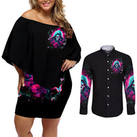 Witch Skull Couples Matching Off Shoulder Short Dress and Long Sleeve Button Shirt The Good Girl In Me Got Tired Of The Bullshit - Wonder Print Shop