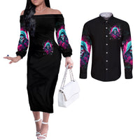 Witch Skull Couples Matching Off The Shoulder Long Sleeve Dress and Long Sleeve Button Shirt The Good Girl In Me Got Tired Of The Bullshit