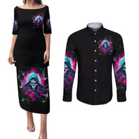 Witch Skull Couples Matching Puletasi and Long Sleeve Button Shirt The Good Girl In Me Got Tired Of The Bullshit - Wonder Print Shop