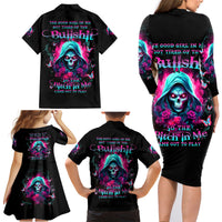 Witch Skull Family Matching Long Sleeve Bodycon Dress and Hawaiian Shirt The Good Girl In Me Got Tired Of The Bullshit - Wonder Print Shop