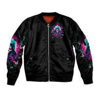 Witch Skull Sleeve Zip Bomber Jacket The Good Girl In Me Got Tired Of The Bullshit - Wonder Print Shop