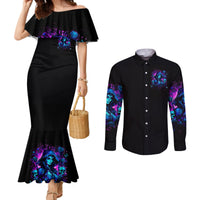Witch Skull Couples Matching Mermaid Dress and Long Sleeve Button Shirt Assuming Was Like Most Girls Was Your First Mistake