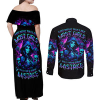 Witch Skull Couples Matching Off Shoulder Maxi Dress and Long Sleeve Button Shirt Assuming Was Like Most Girls Was Your First Mistake - Wonder Print Shop