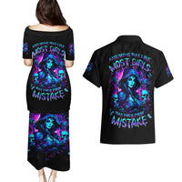 Witch Skull Couples Matching Puletasi and Hawaiian Shirt Assuming Was Like Most Girls Was Your First Mistake - Wonder Print Shop